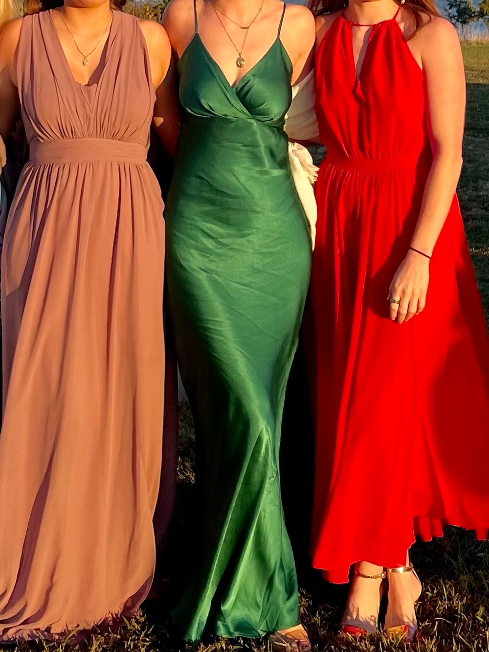 Emerald Green Satin Maxi Slip Dress with Spaghetti Straps